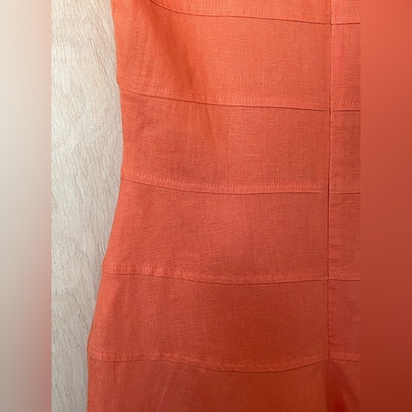 J. PETERMAN Linen Midi Dress Orange Sleeveless Retro Women's Sz 0 XS - Picture 2 of 15